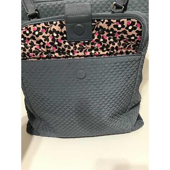 Vera Bradley Iconic Laptop Tote Charcoal Blue College School Travel - Picture 4 of 16